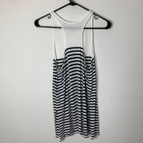 Aritzia Wilfred Tank Top Striped Racerback Side Split Hem White Black Size XS - Picture 11 of 11